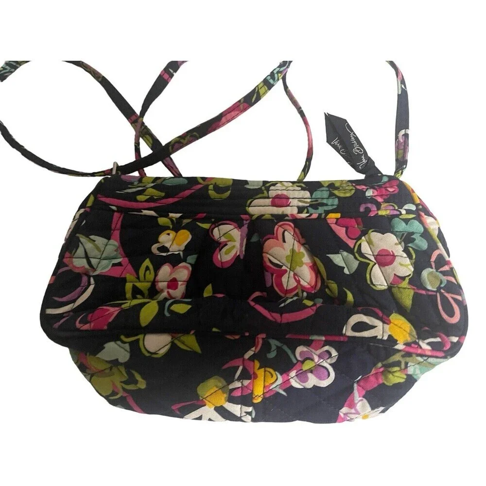 Vera Bradley Frannie Ribbon Crossbody Sling Bag Adjustable Strap Center Zip